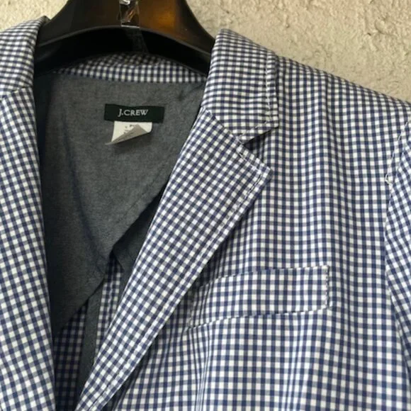 Vintage J.Crew Blue Gingham 100% Cotton Blazer - new! - Picture 5 of 13